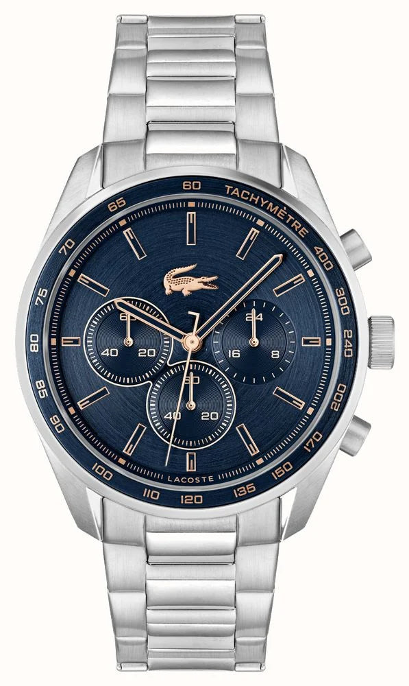 Lacoste Men's Boston (42mm) Dark Blue Dial / Stainless Steel Bracelet